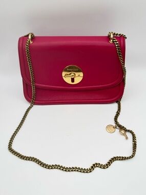 See By Chloe Lois Leather Crossbody Bag Raspberry Pink Gold Chain Turnlock